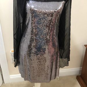 Fun super eye catching dress! Sheer over sequins!
